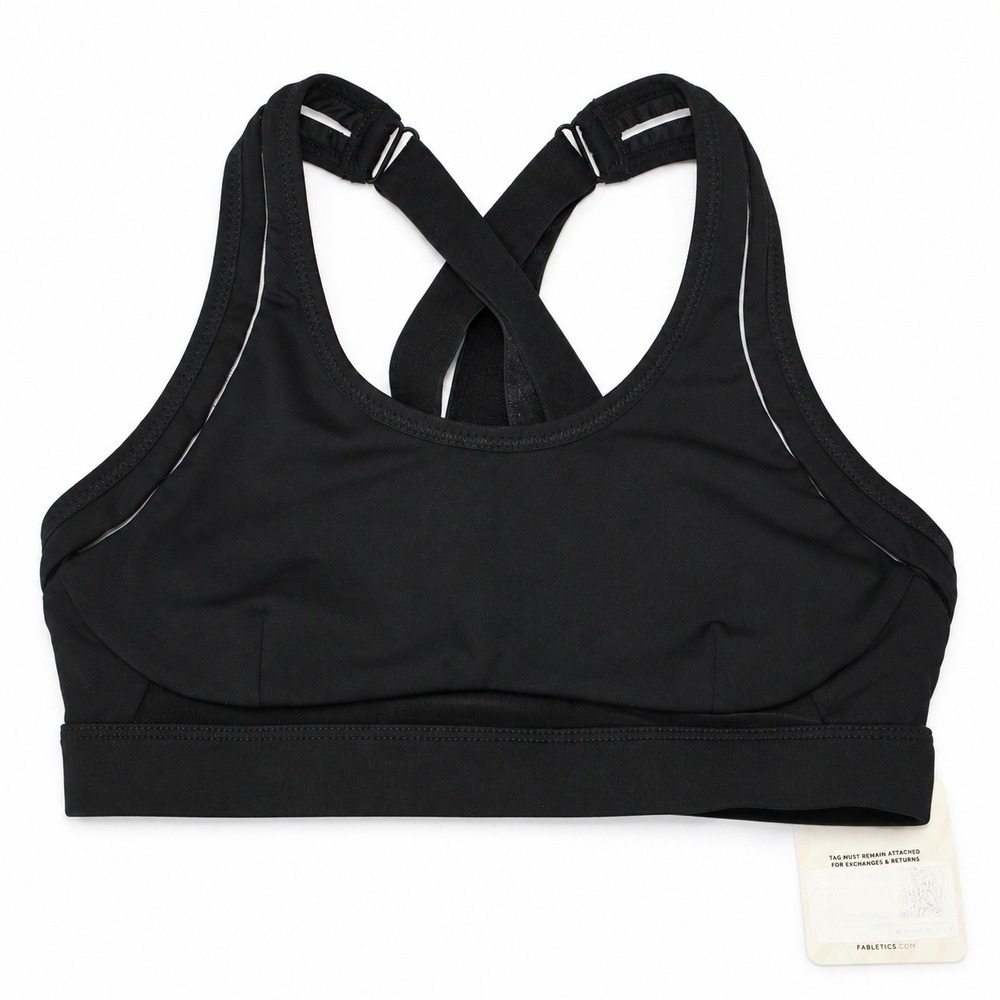 Fabletics Belle High Impact Sports Bra Black XS Crisscross Adjustable Straps